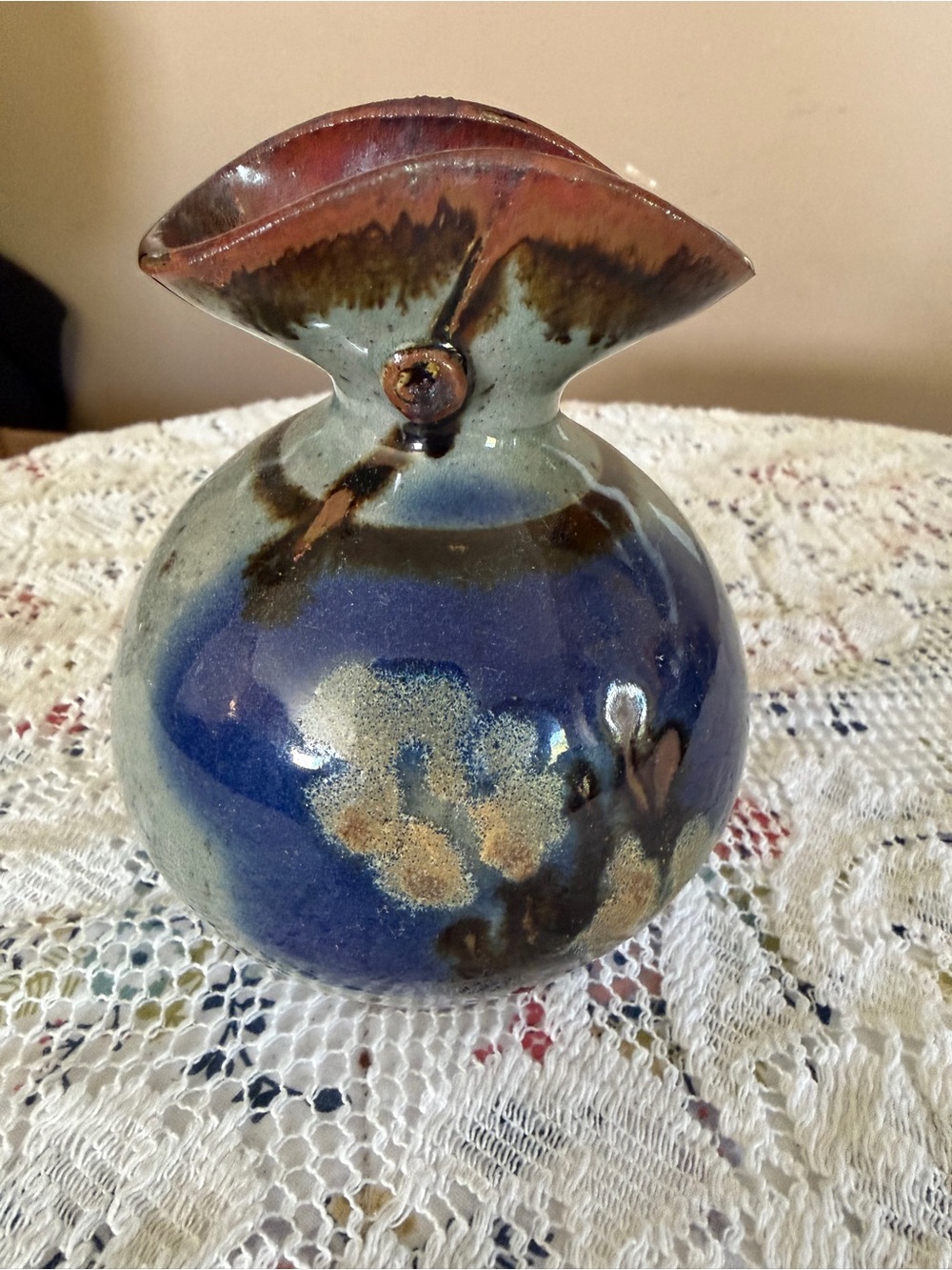 Humphrey Pottery Vase Blue Brown Unique Design